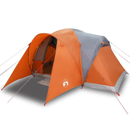 vidaXL Family Tent Dome 6-Person Grey and Orange Waterproof - 375 x 225 x 176 cm