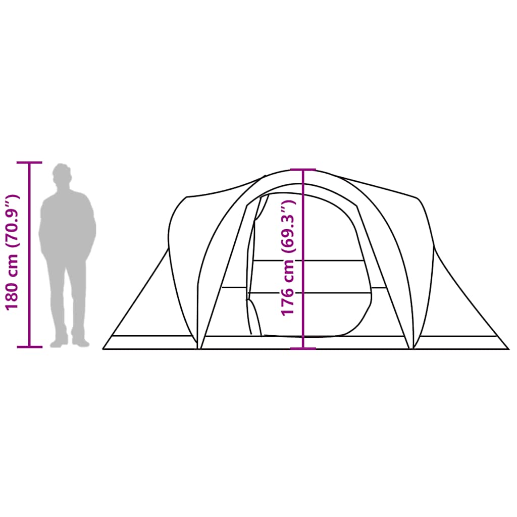 vidaXL Family Tent Dome 6-Person Grey and Orange Waterproof - 375 x 225 x 176 cm