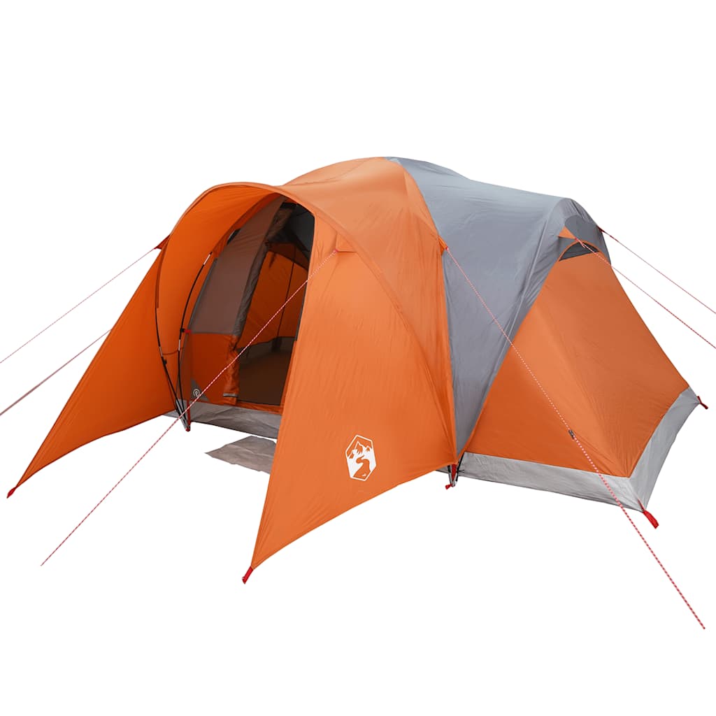 vidaXL Family Tent Dome 6-Person Grey and Orange Waterproof - 375 x 225 x 176 cm