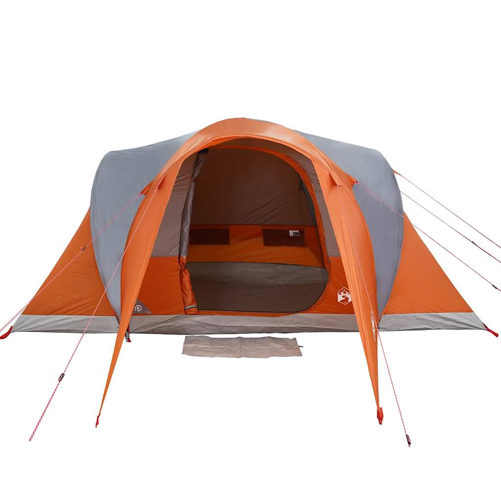 vidaXL Family Tent Dome 6-Person Grey and Orange Waterproof - 375 x 225 x 176 cm