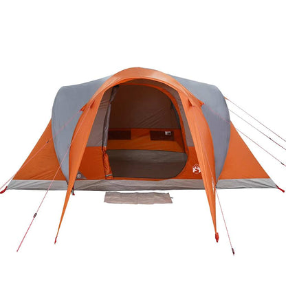 vidaXL Family Tent Dome 6-Person Grey and Orange Waterproof - 375 x 225 x 176 cm