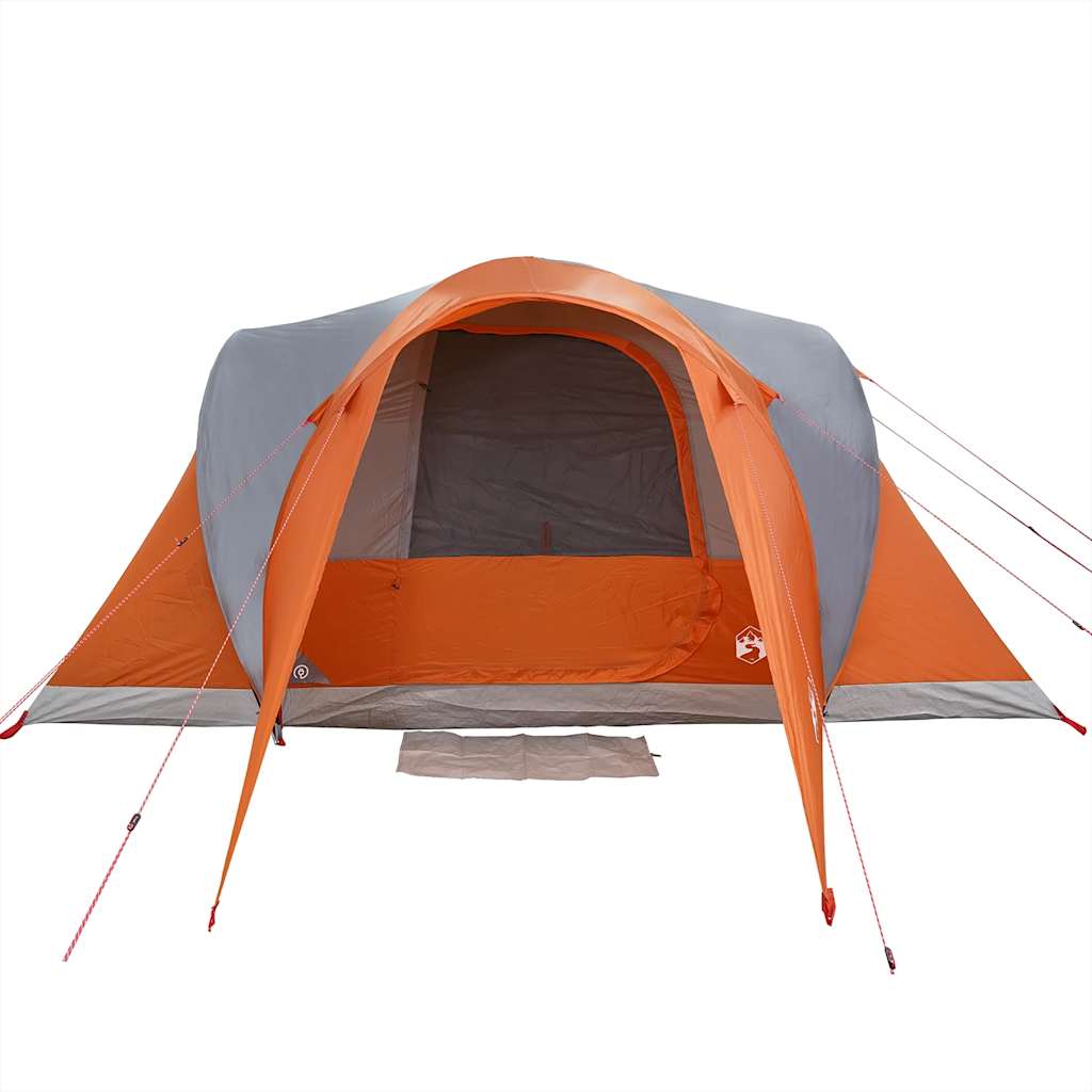 vidaXL Family Tent Dome 6-Person Grey and Orange Waterproof - 375 x 225 x 176 cm