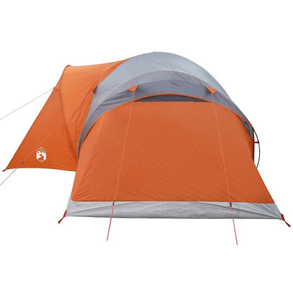 vidaXL Family Tent Dome 6-Person Grey and Orange Waterproof - 375 x 225 x 176 cm