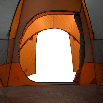 vidaXL Family Tent Dome 6-Person Grey and Orange Waterproof - 375 x 225 x 176 cm