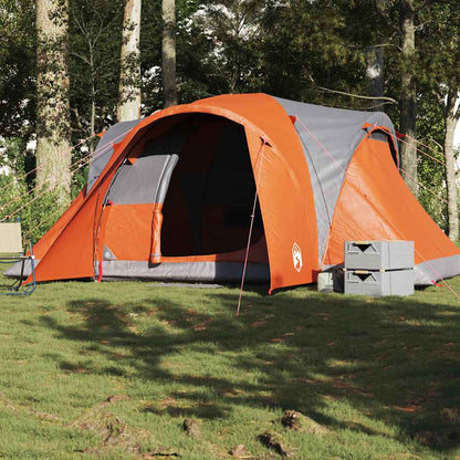 vidaXL Family Tent Dome 6-Person Grey and Orange Waterproof - 375 x 225 x 176 cm