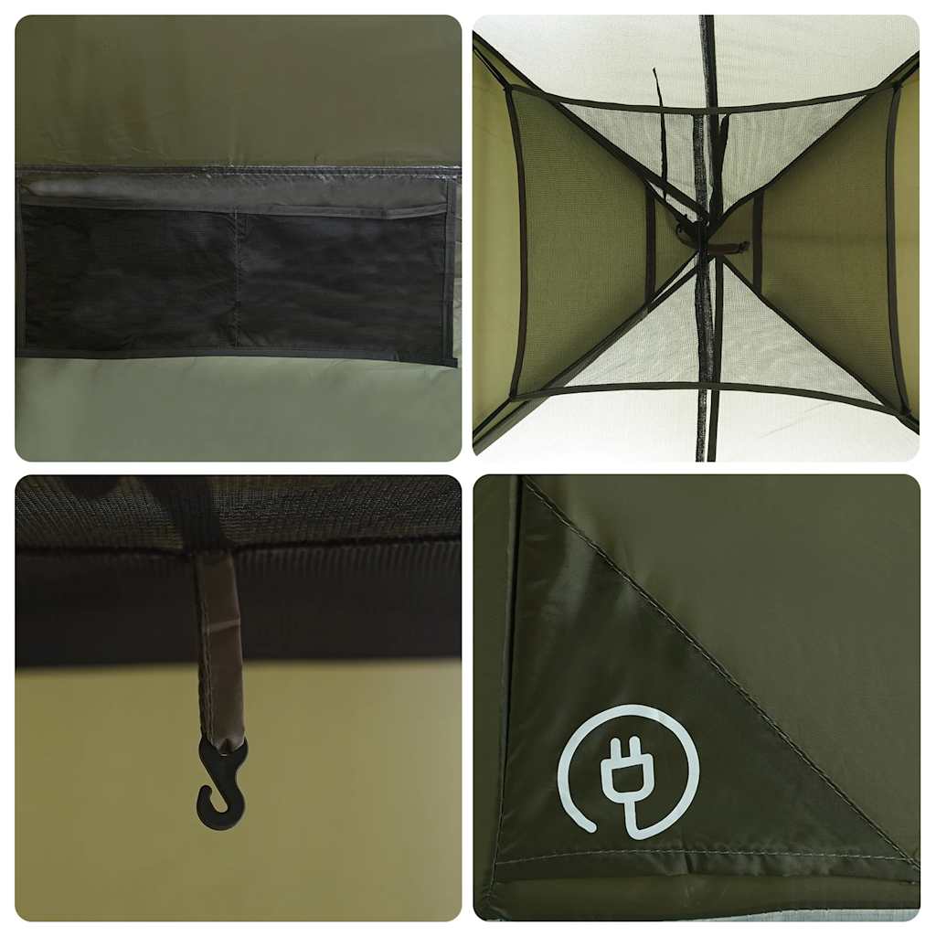 vidaXL Family Tent Dome 6-Person Olive Green Waterproof - 375 x 225 x 176 cm