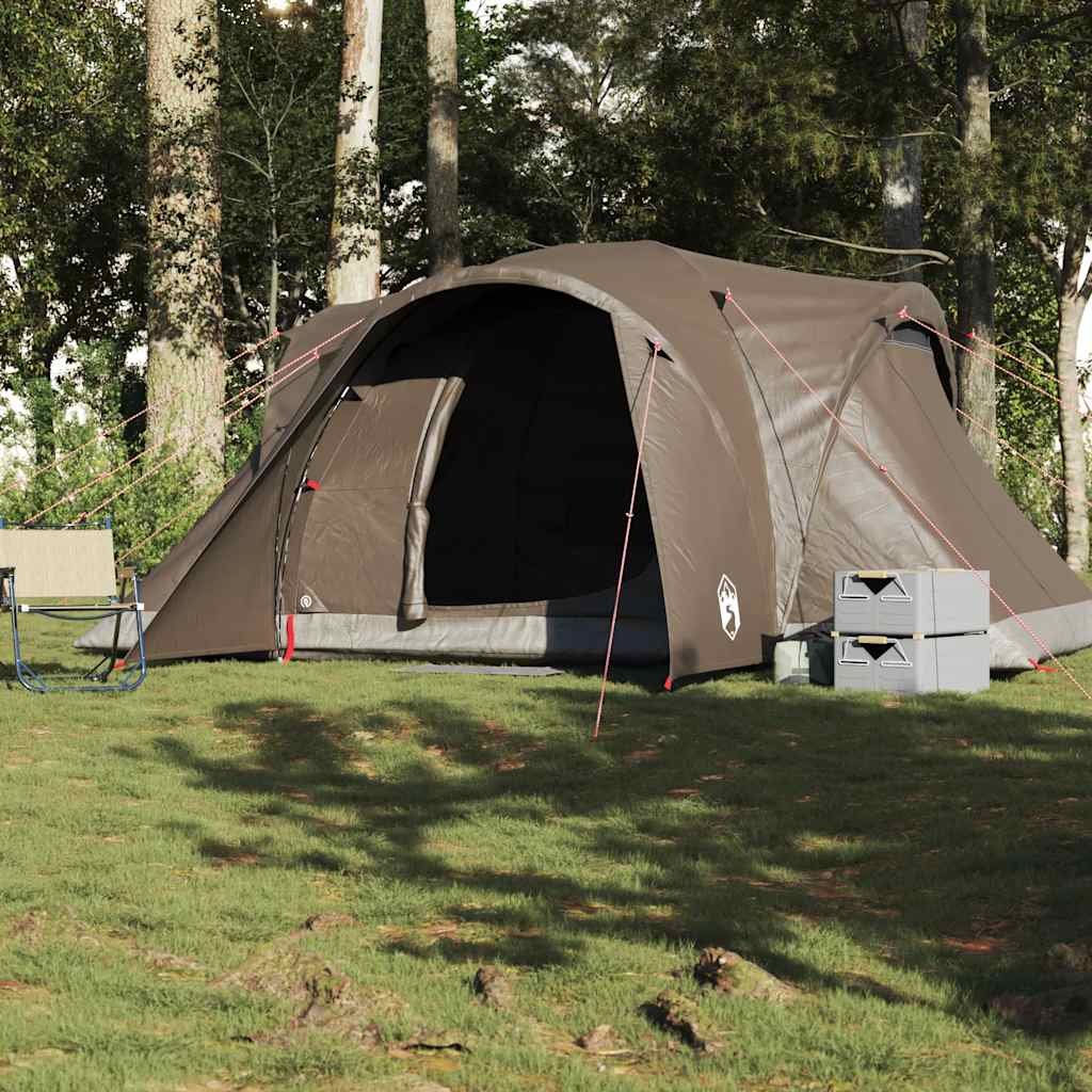 vidaXL Family Tent Dome 6-Person Brown Waterproof - 375 x 225 x 176 cm