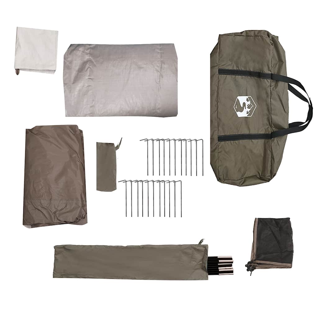 vidaXL Family Tent Dome 6-Person Brown Waterproof - 375 x 225 x 176 cm