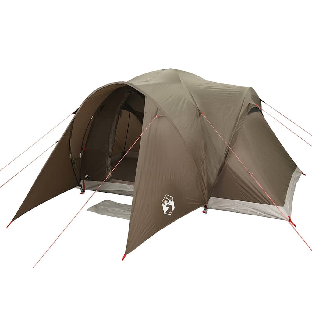 vidaXL Family Tent Dome 6-Person Brown Waterproof - 375 x 225 x 176 cm