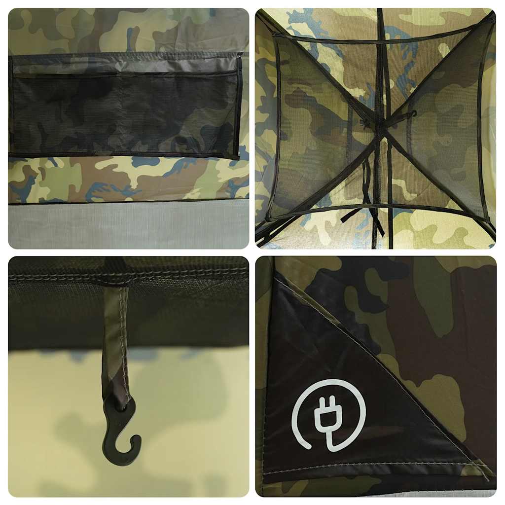 vidaXL Family Tent Dome 6-Person Camouflage Waterproof - Green - 375 x 225 x 176 cm