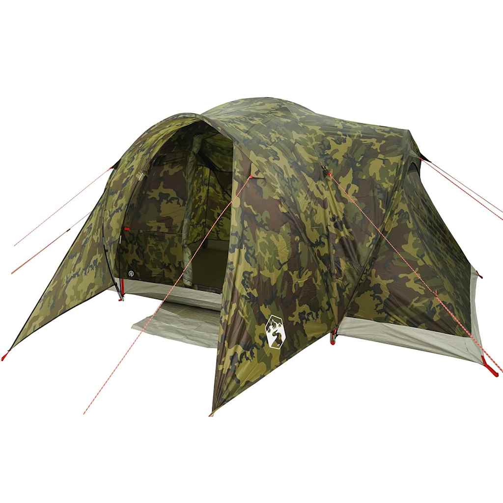 vidaXL Family Tent Dome 6-Person Camouflage Waterproof - Green - 375 x 225 x 176 cm