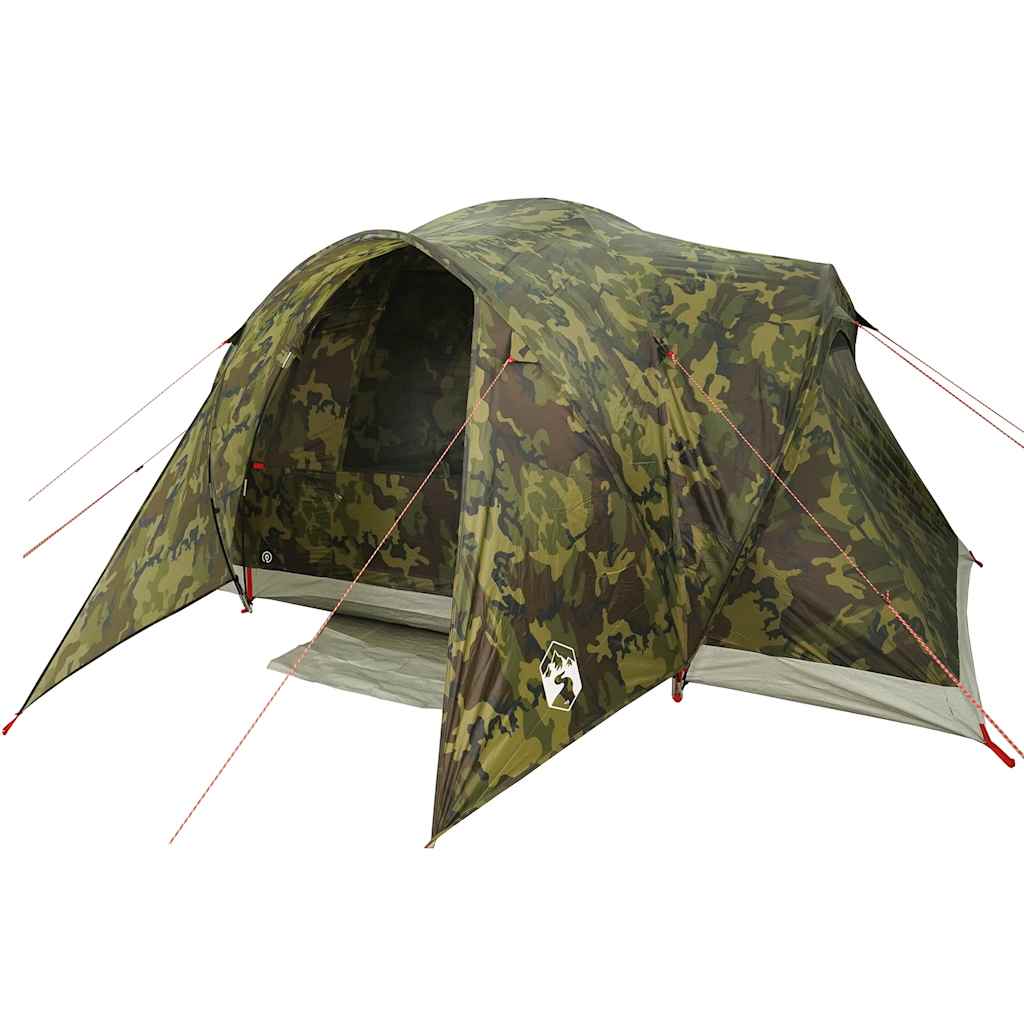 vidaXL Family Tent Dome 6-Person Camouflage Waterproof - Green - 375 x 225 x 176 cm