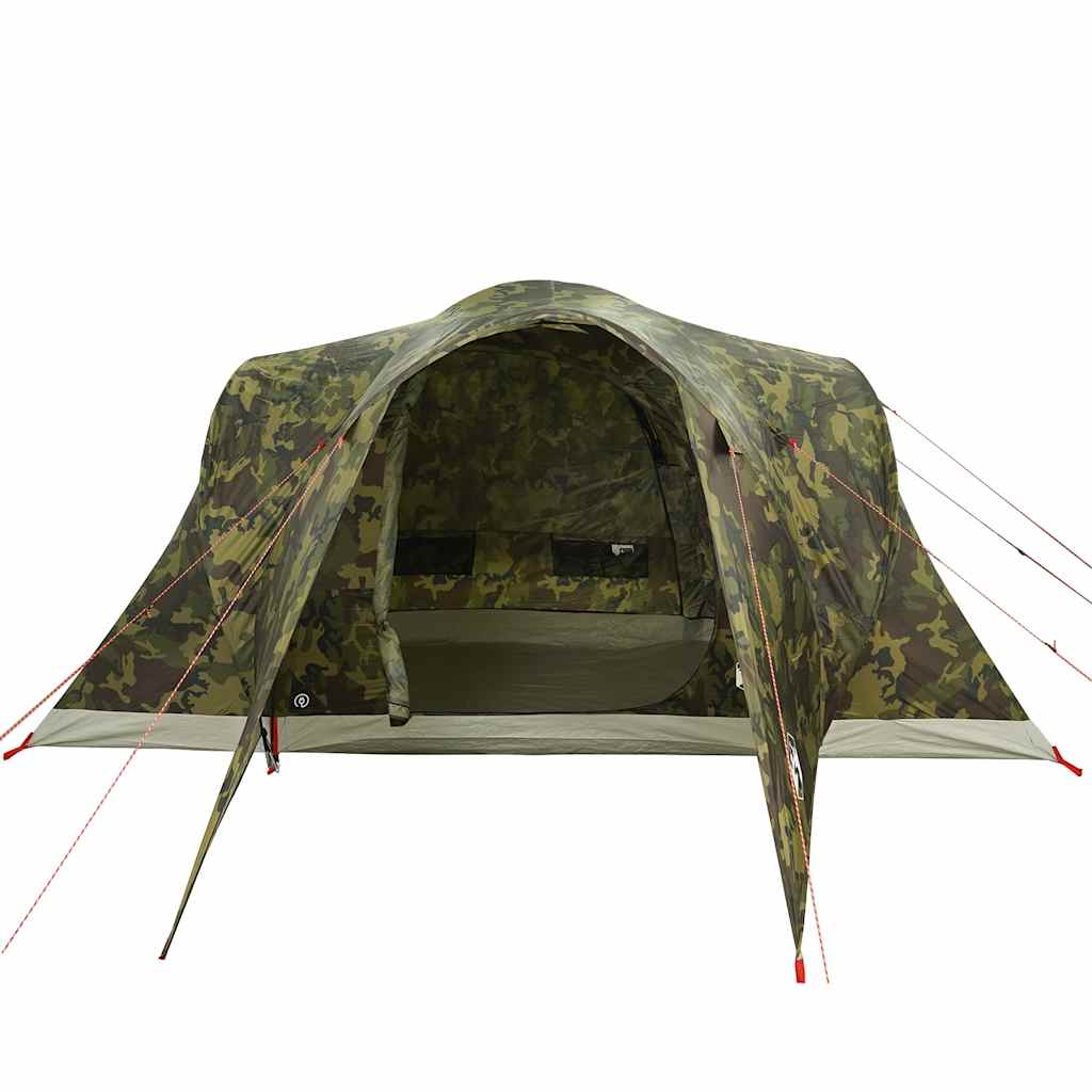 vidaXL Family Tent Dome 6-Person Camouflage Waterproof - Green - 375 x 225 x 176 cm