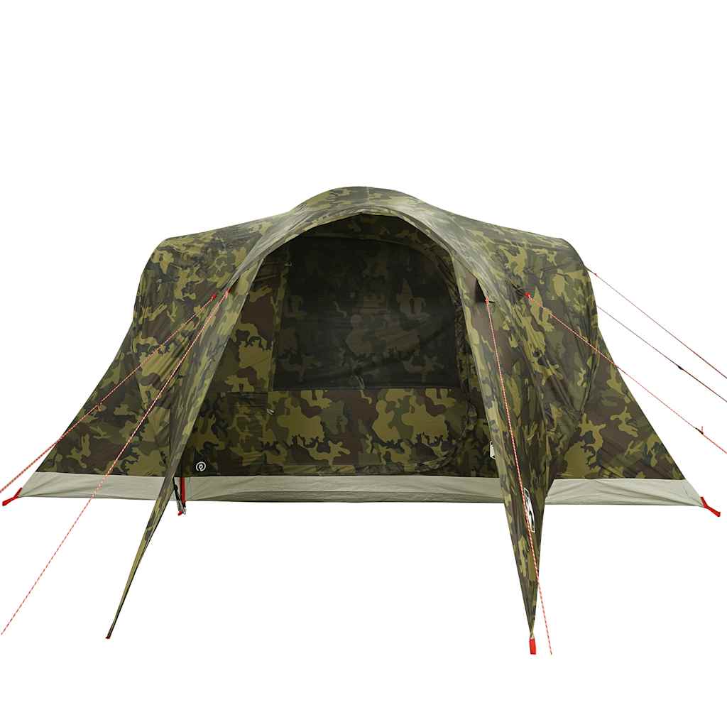 vidaXL Family Tent Dome 6-Person Camouflage Waterproof - Green - 375 x 225 x 176 cm