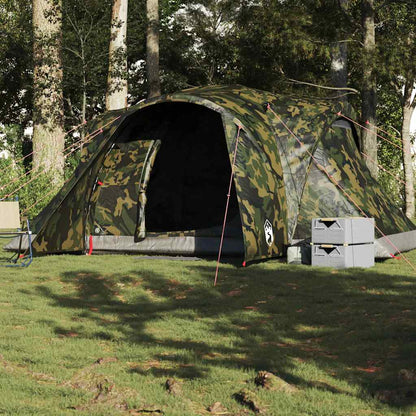 vidaXL Family Tent Dome 6-Person Camouflage Waterproof - Green - 375 x 225 x 176 cm