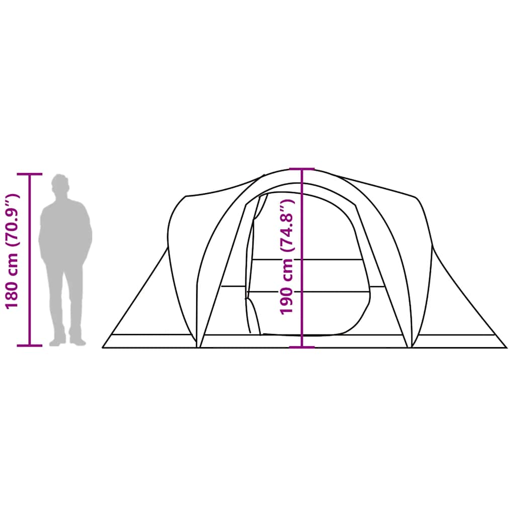 vidaXL Family Tent Dome 6-Person Green Waterproof - 494 x 370 x 190 cm