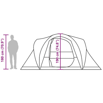 vidaXL Family Tent Dome 6-Person Green Waterproof - 494 x 370 x 190 cm