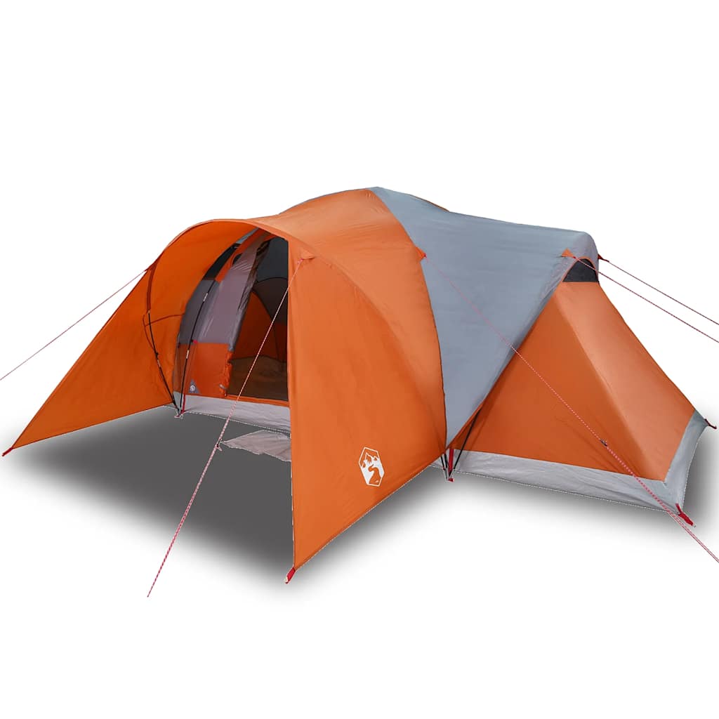 vidaXL Family Tent Dome 6-Person Grey and Orange Waterproof - 494 x 370 x 190 cm
