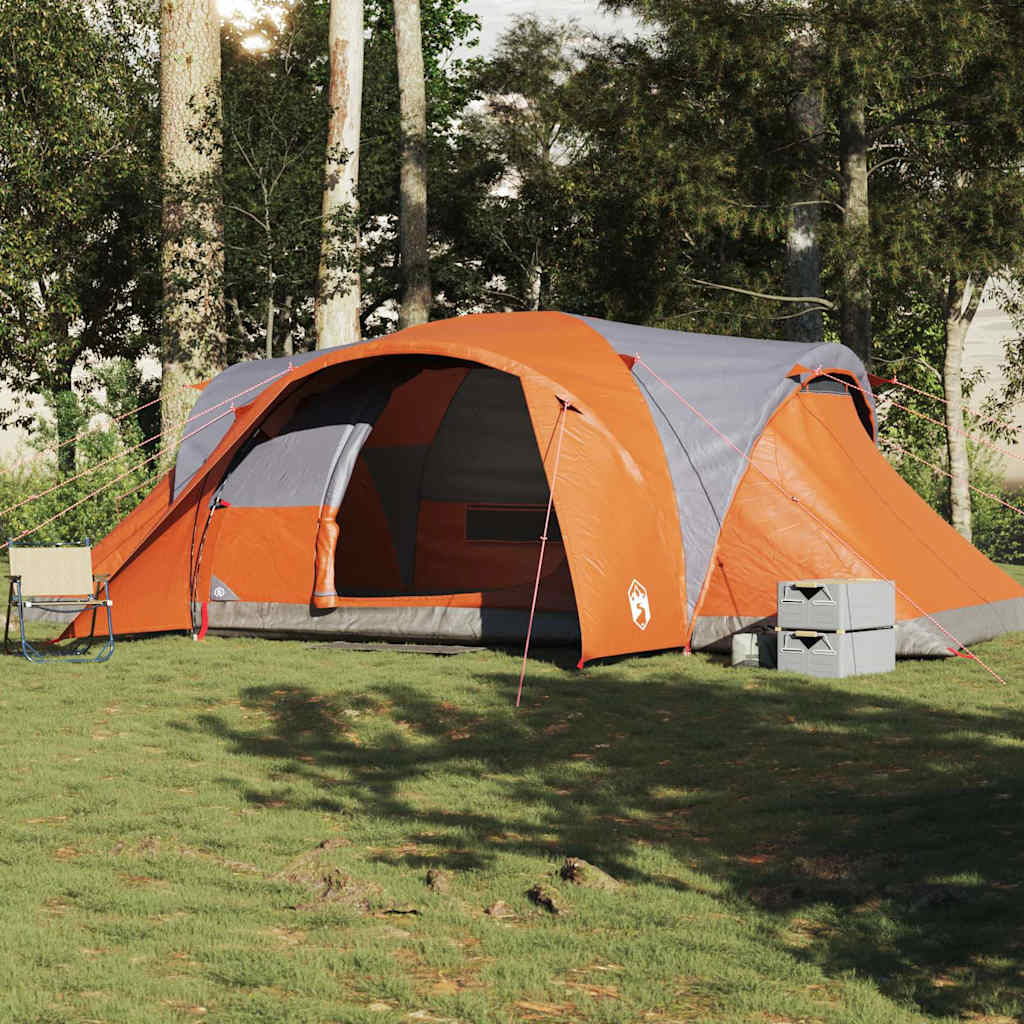 vidaXL Family Tent Dome 6-Person Grey and Orange Waterproof - 494 x 370 x 190 cm