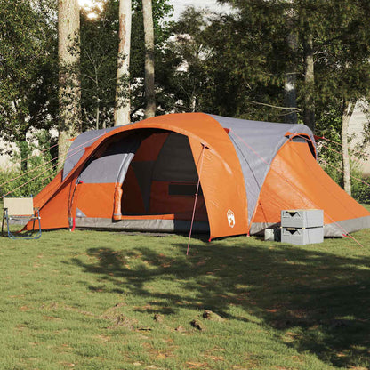 vidaXL Family Tent Dome 6-Person Grey and Orange Waterproof - 494 x 370 x 190 cm