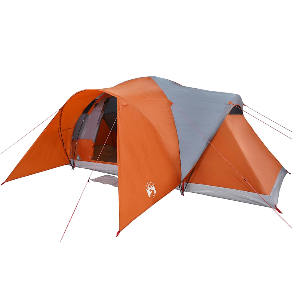 vidaXL Family Tent Dome 6-Person Grey and Orange Waterproof - 494 x 370 x 190 cm