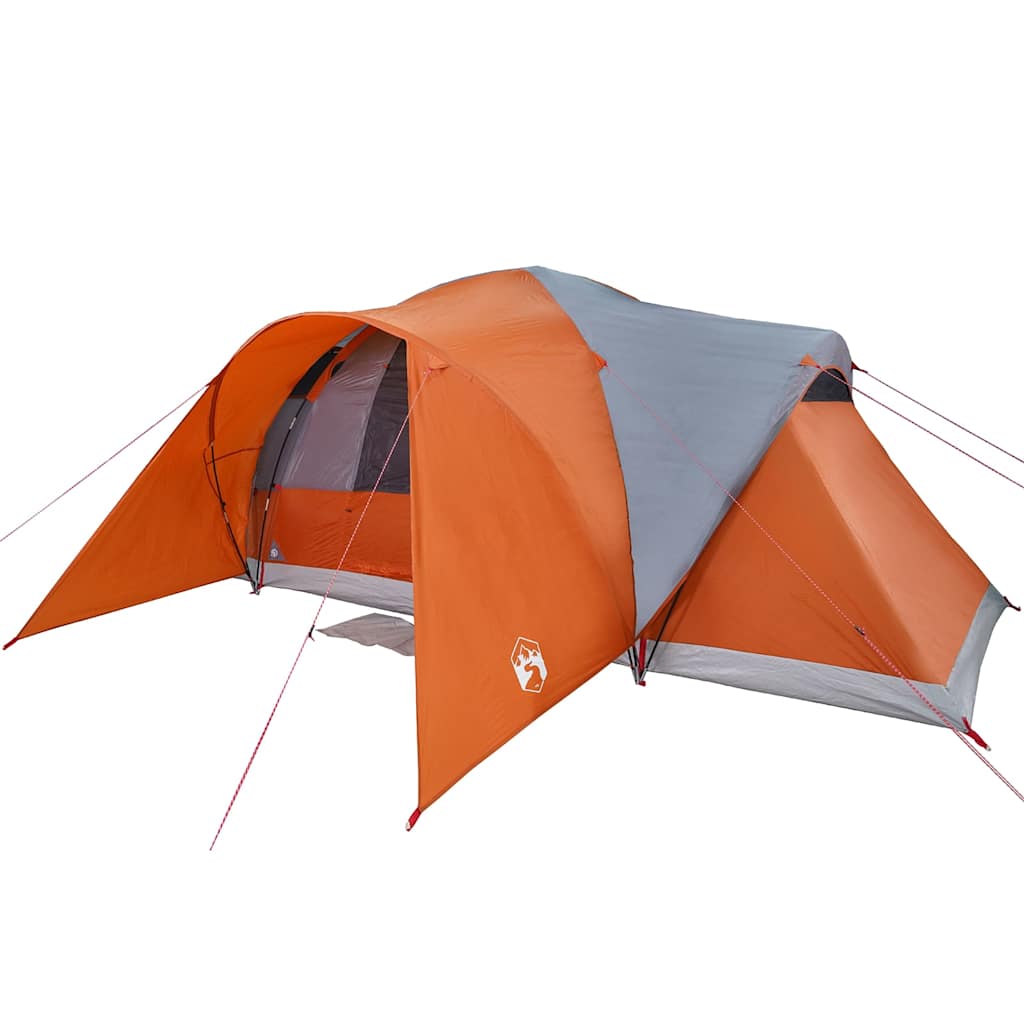 vidaXL Family Tent Dome 6-Person Grey and Orange Waterproof - 494 x 370 x 190 cm