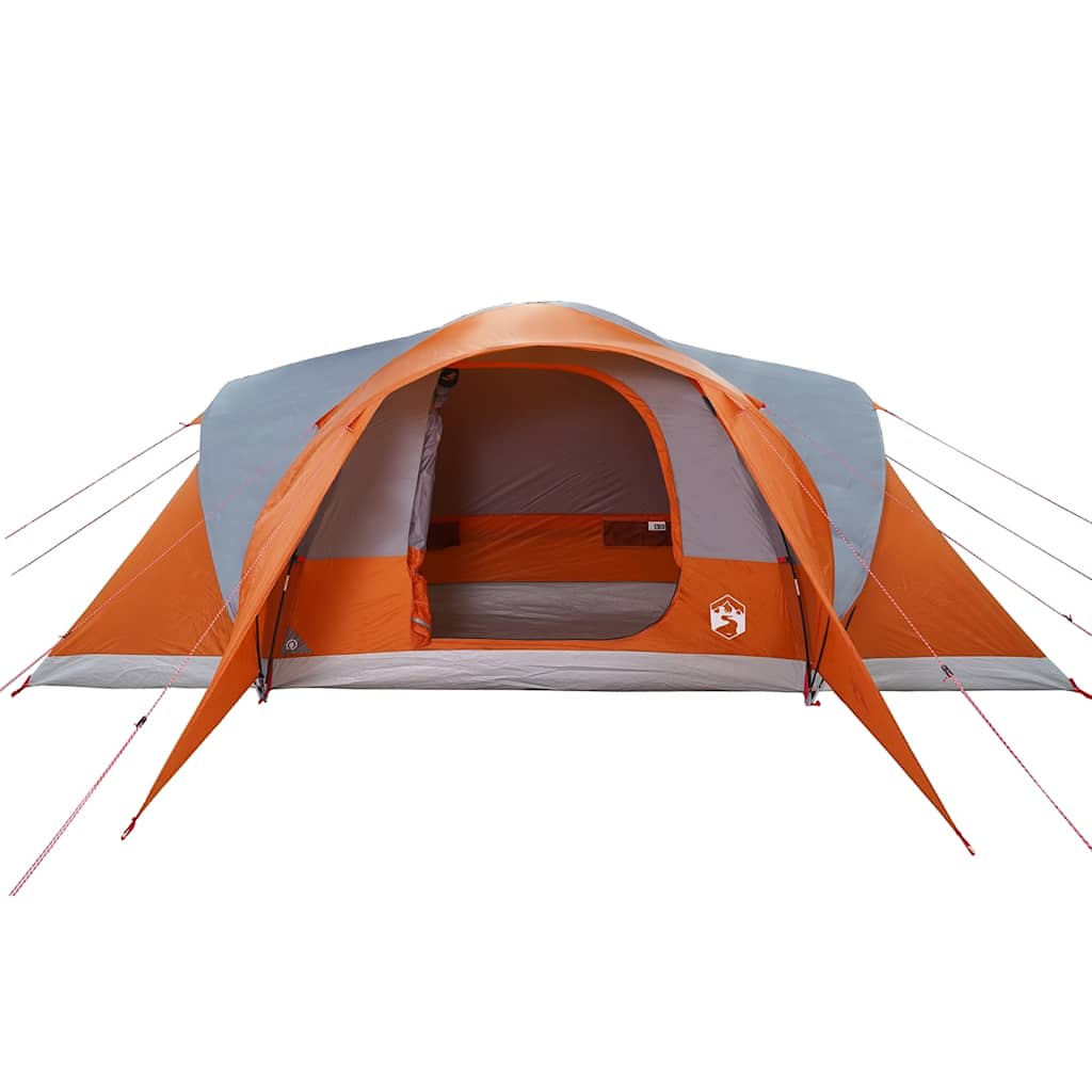 vidaXL Family Tent Dome 6-Person Grey and Orange Waterproof - 494 x 370 x 190 cm