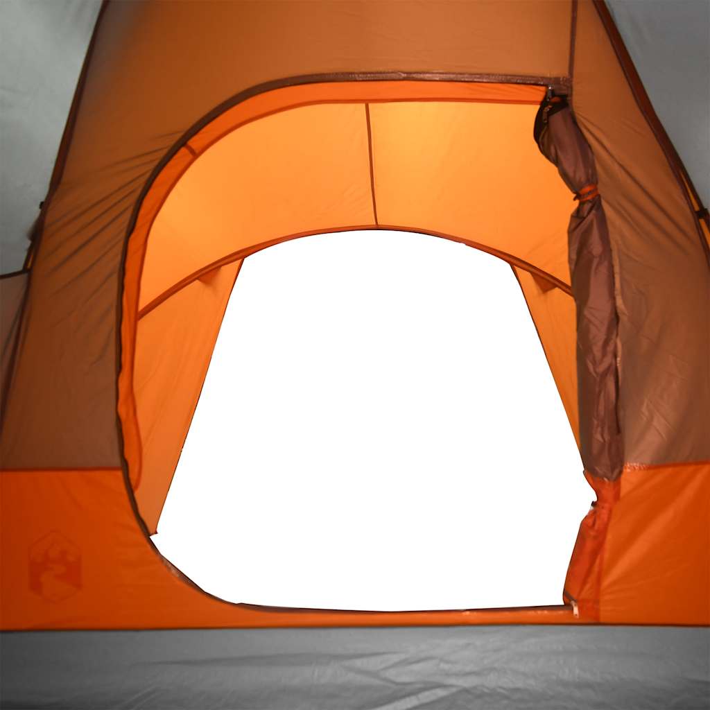 vidaXL Family Tent Dome 6-Person Grey and Orange Waterproof - 494 x 370 x 190 cm