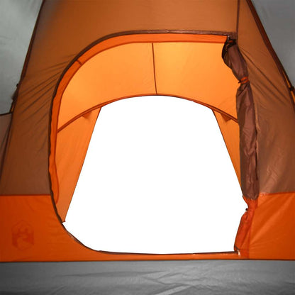 vidaXL Family Tent Dome 6-Person Grey and Orange Waterproof - 494 x 370 x 190 cm