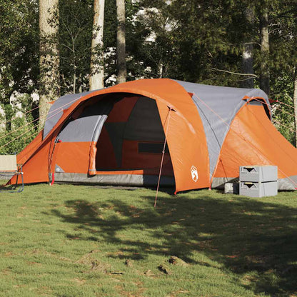 vidaXL Family Tent Dome 6-Person Grey and Orange Waterproof - 494 x 370 x 190 cm