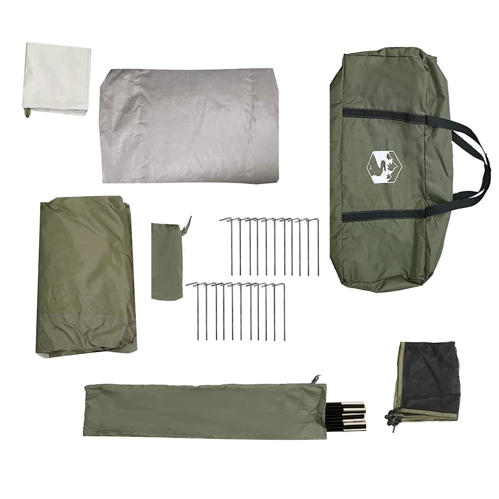 vidaXL Family Tent Dome 6-Person Olive Green Waterproof - 494 x 370 x 190 cm