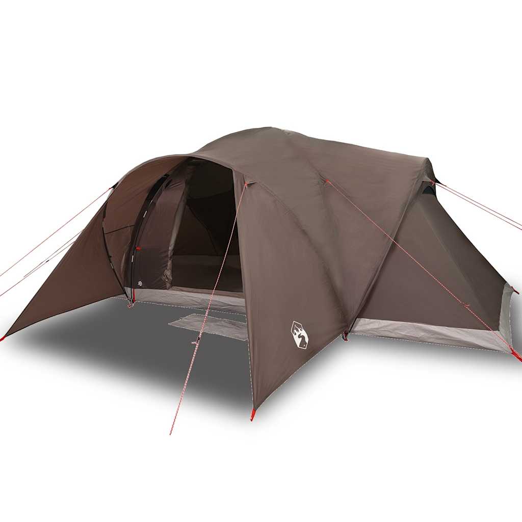 vidaXL Family Tent Dome 6-Person Brown Waterproof - 494 x 370 x 190 cm