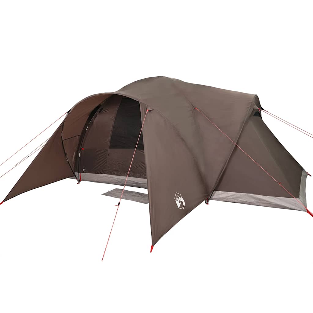 vidaXL Family Tent Dome 6-Person Brown Waterproof - 494 x 370 x 190 cm
