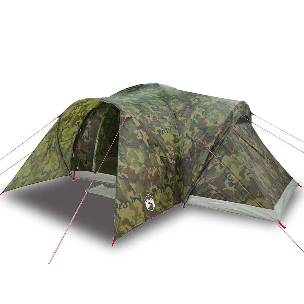vidaXL Family Tent Dome 6-Person Camouflage Waterproof - Multicolour - 494 x 370 x 190 cm