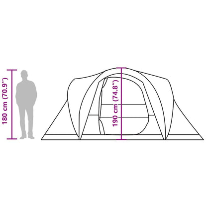 vidaXL Family Tent Dome 6-Person Camouflage Waterproof - Multicolour - 494 x 370 x 190 cm