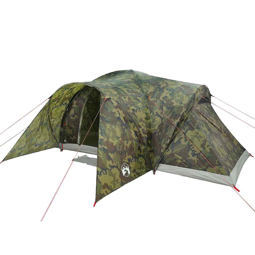 vidaXL Family Tent Dome 6-Person Camouflage Waterproof - Multicolour - 494 x 370 x 190 cm