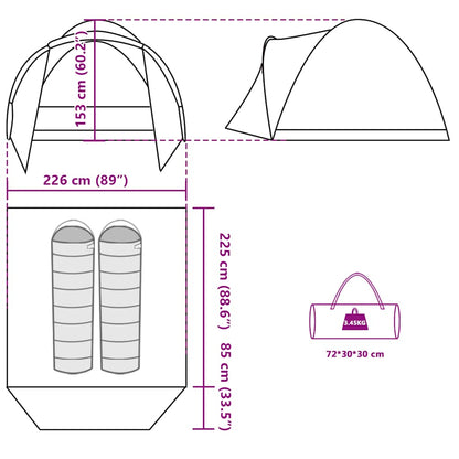 vidaXL Fishing Tent 2-Person Olive Green Waterproof - 37123