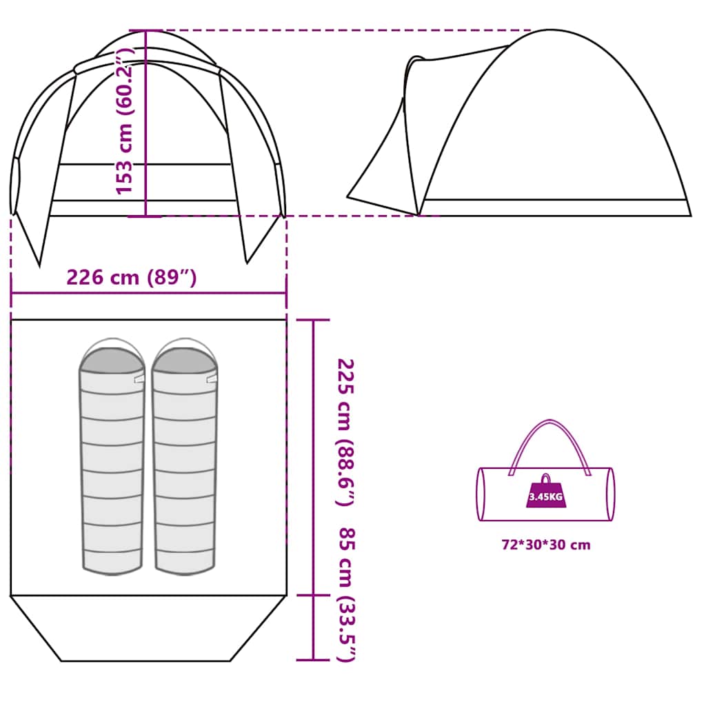 vidaXL Fishing Tent 2-Person Brown Waterproof - 37127