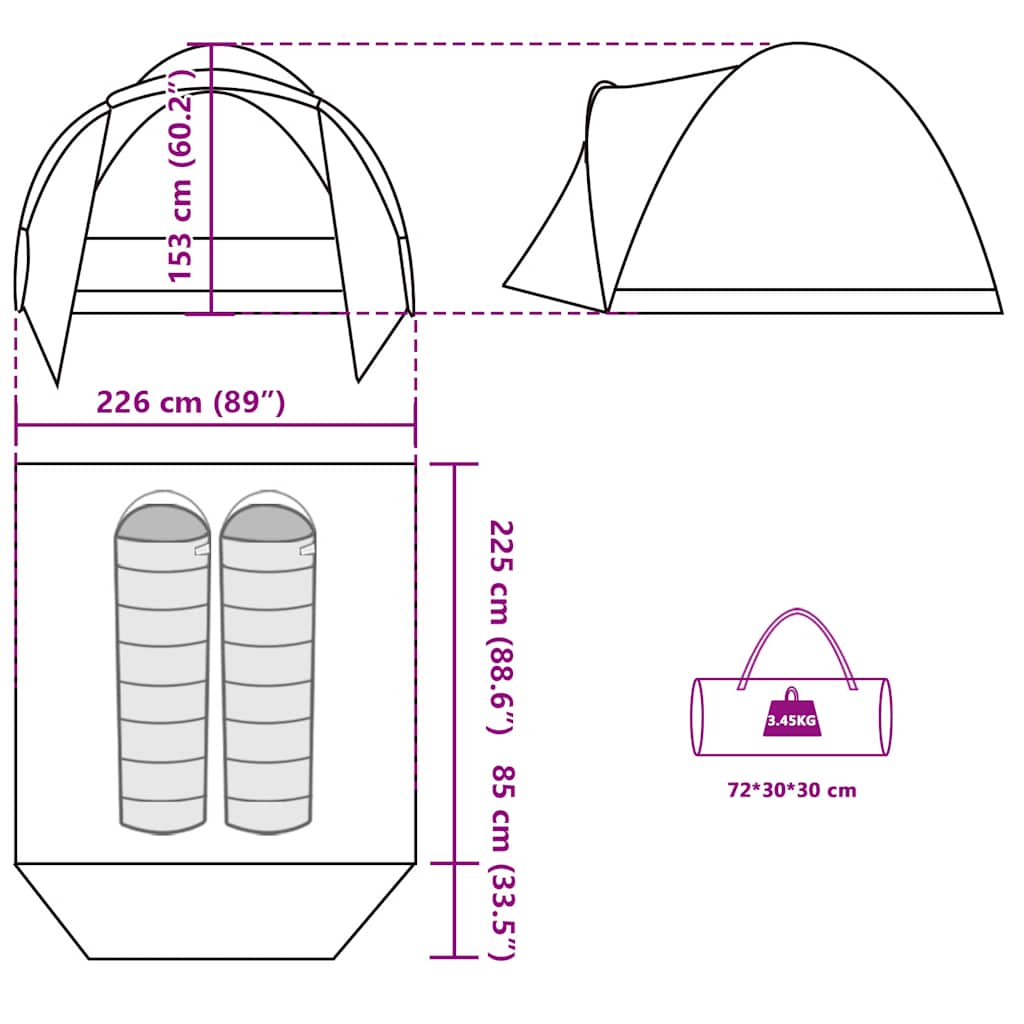 vidaXL Fishing Tent 2-Person Camouflage Waterproof - Multicolour - 37128