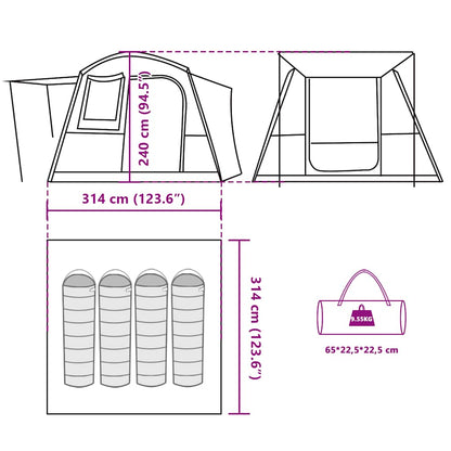 vidaXL Car Tent 4-Person Green Waterproof