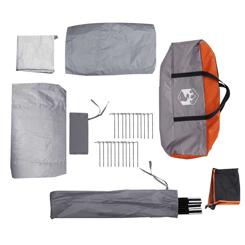 vidaXL Car Tent 4-Person Grey and Orange Waterproof