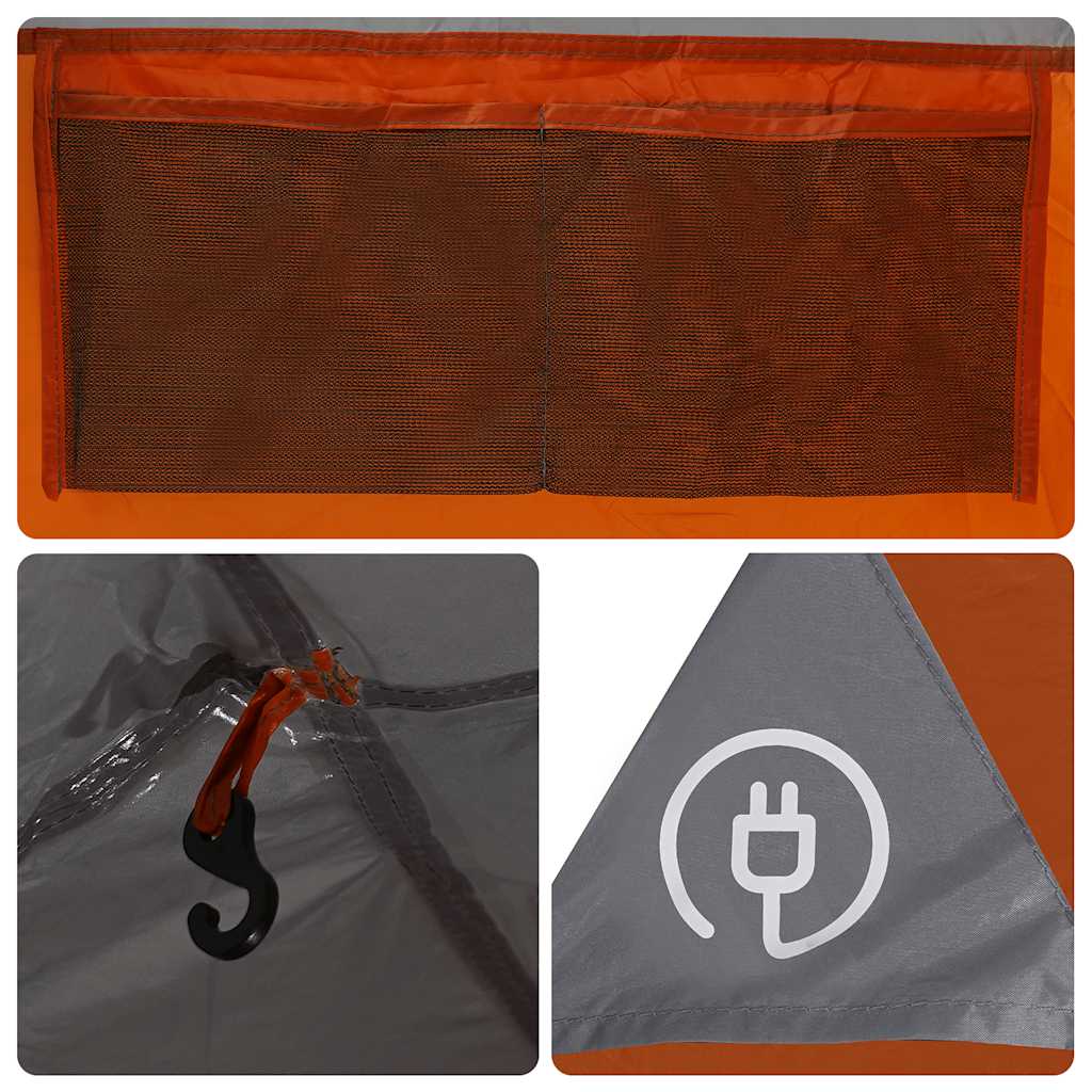 vidaXL Car Tent 4-Person Grey and Orange Waterproof