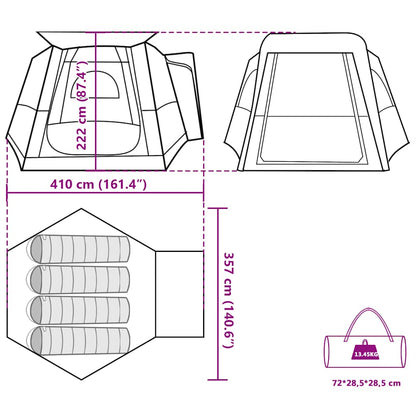 vidaXL Car Tent 4-Person Green Waterproof - 37155