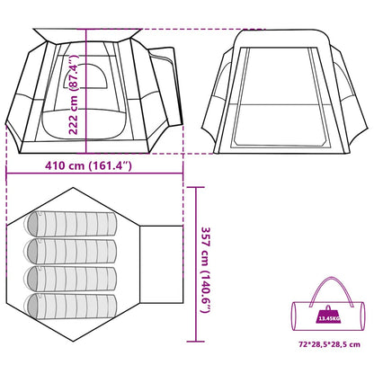 vidaXL Car Tent 4-Person Blue Waterproof - 37162