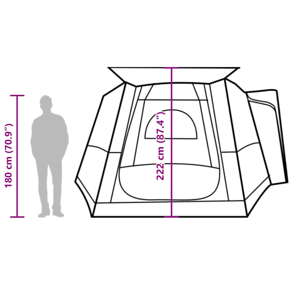 vidaXL Car Tent 4-Person Grey and Orange Waterproof - 37175