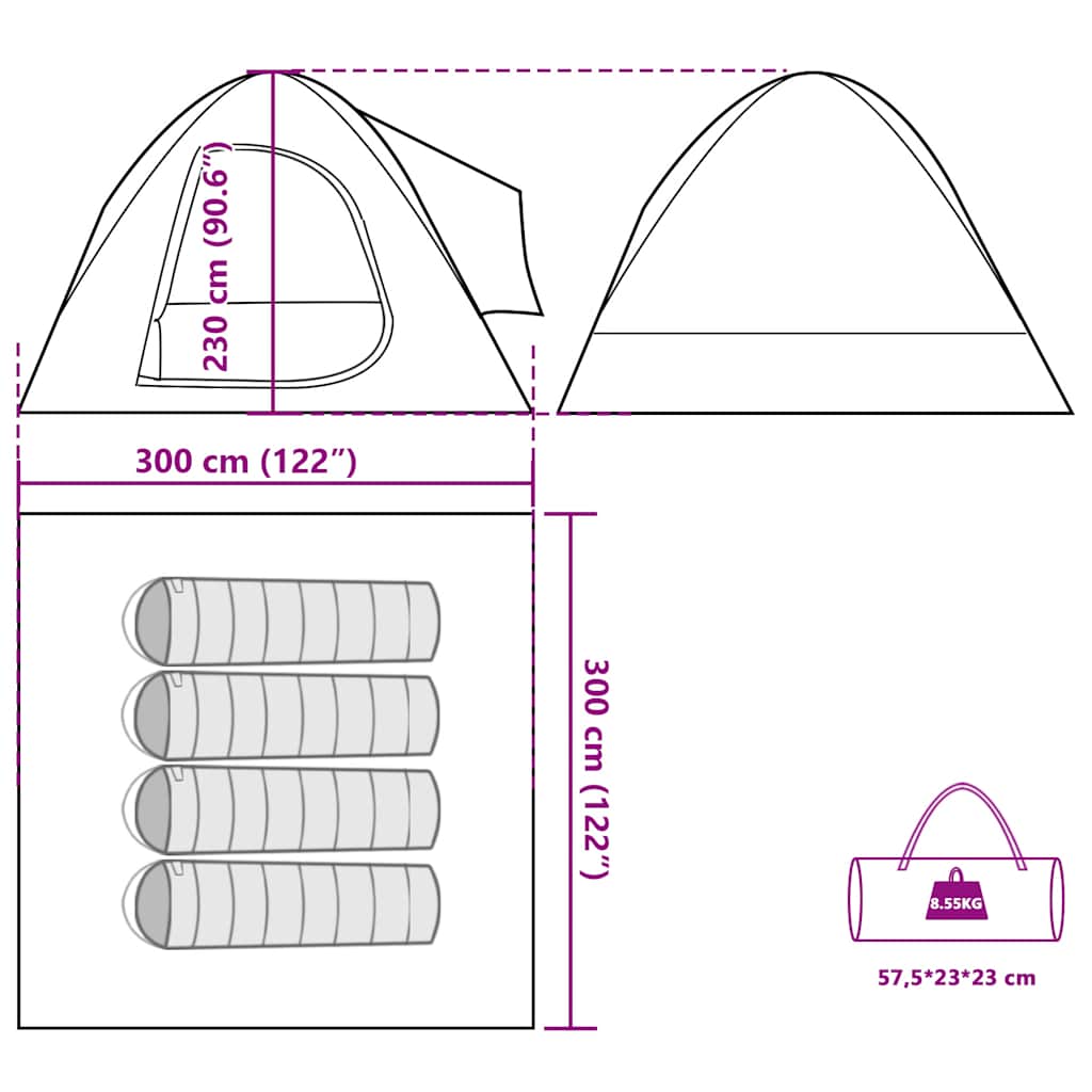 vidaXL Car Tent 4-Person Green Waterproof - 37176