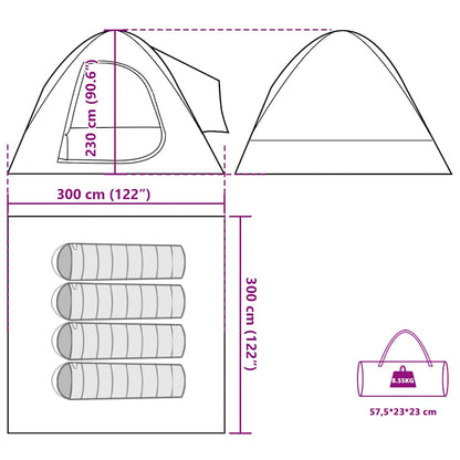 vidaXL Car Tent 4-Person Green Waterproof - 37176