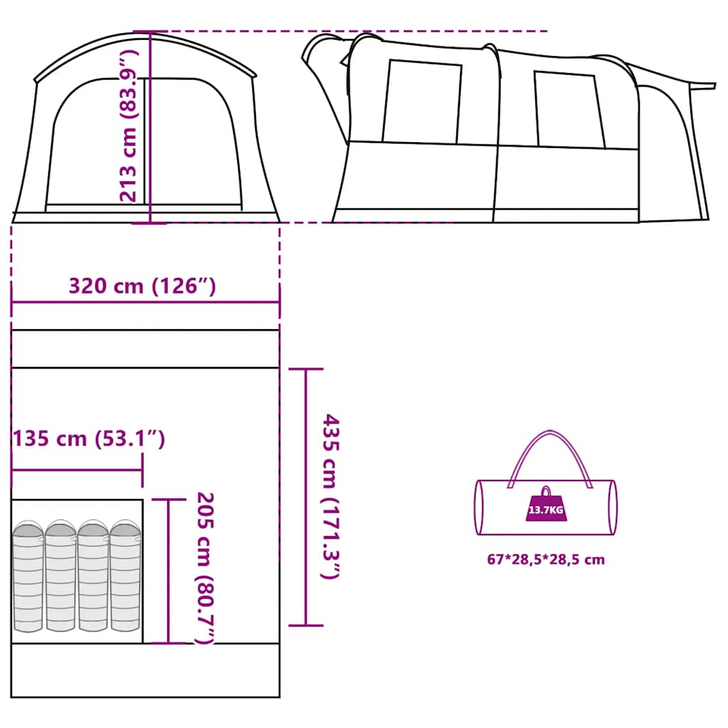 vidaXL Car Tent 4-Person Blue Waterproof - 37210