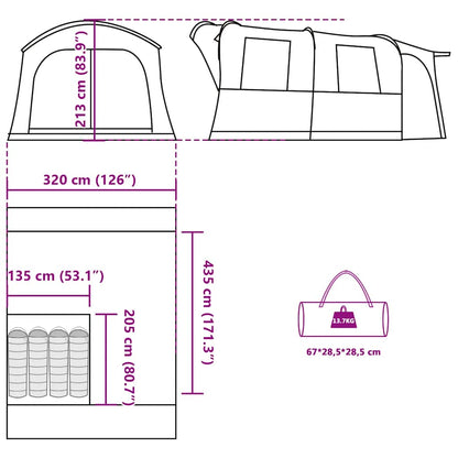 vidaXL Car Tent 4-Person Blue Waterproof - 37210