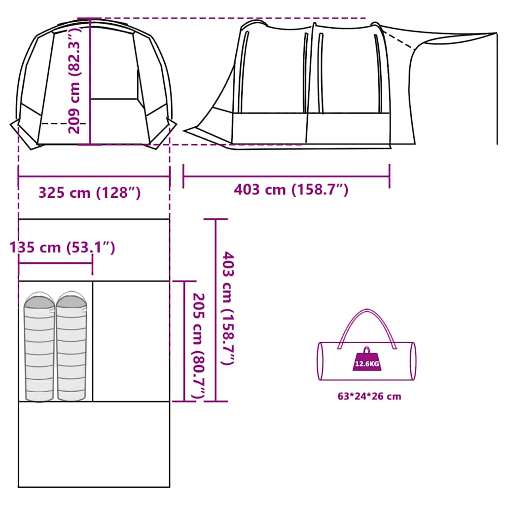 vidaXL Car Tent Green Waterproof